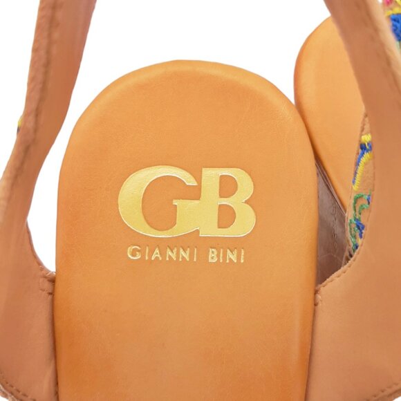 Gianni Bini Embroidered Mandala Faux Wood Clog Platform Sandals SZ 8.5 - Picture 11 of 16